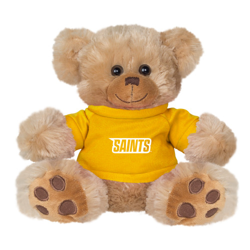 Siena Plush Big Paw 8 1/2 inch Brown Bear w/Gold Shirt - Saints Wordmark