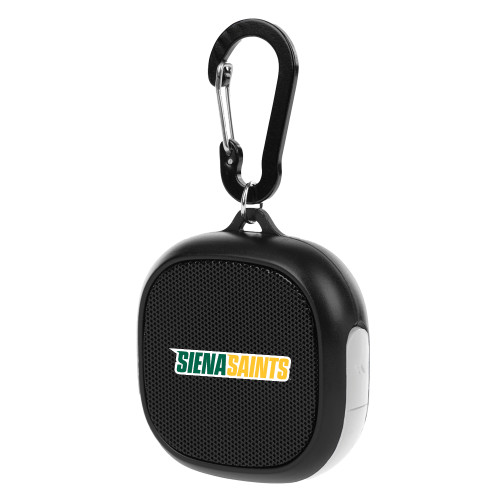 Siena Black/White Waterproof Speaker w/ Carabiner - Siena Saints Wordmark Flat