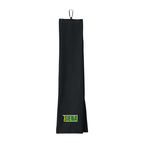  Black Waffle Microfiber Golf Towel - Siena Wordmark