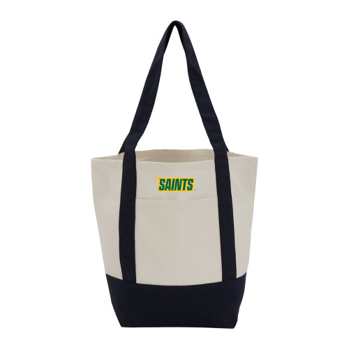 Siena Mini Black Recycled 8oz Cotton Canvas Tote - Saints Wordmark