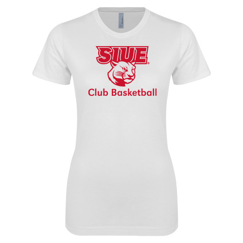  Next Level Womens White Boyfriend Tee - SIUE Club Basketball
