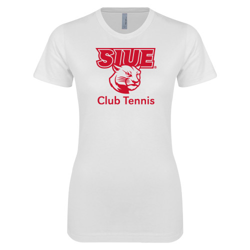  Next Level Womens White Boyfriend Tee - SIUE Club Tennis