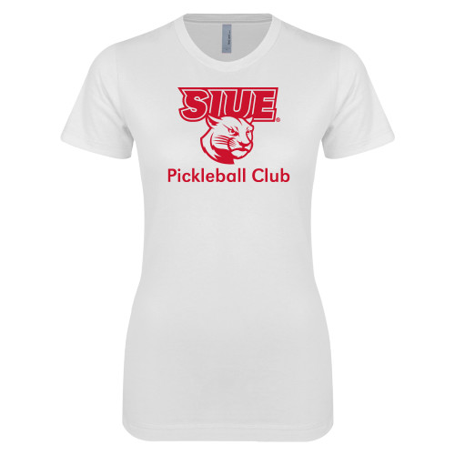  Next Level Womens White Boyfriend Tee - SIUE Pickleball Club