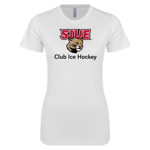  Next Level Womens White Boyfriend Tee - SIUE Club Ice Hockey