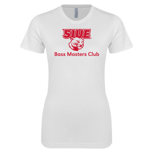  Next Level Womens White Boyfriend Tee - SIUE Bass Master Club
