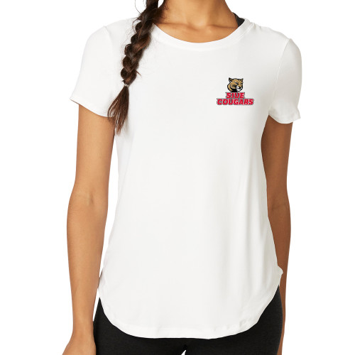  Beyond Yoga Womens Cloud White On The Down Low Short Sleeve Tee  - SIUE Cougars Cougar Head Stacked