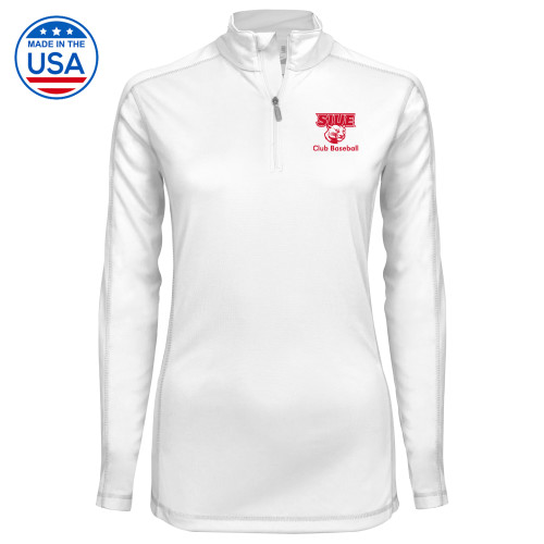  Syntrel Womens White Interlock 1/4 Zip - SIUE Club Baseball