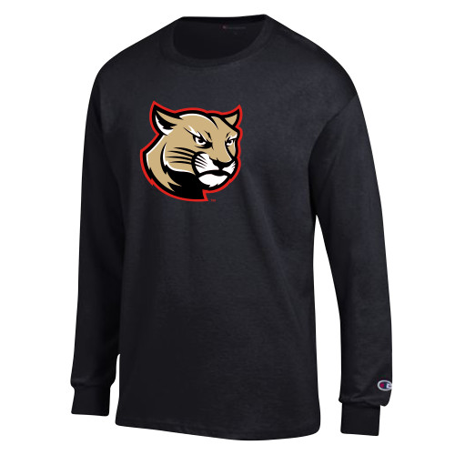  Champion Black Long Sleeve T Shirt - Cougar Head