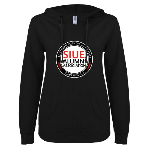 Main Image for  ENZA Womens Black V Notch Raw Edge Fleece Hoodie