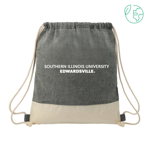  Split Recycled Cotton Natural/Black Drawstring Bag - Southern Illinois University Edwardsville