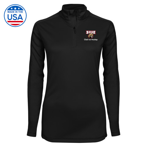  Syntrel Womens Black Interlock 1/4 Zip - SIUE Club Ice Hockey