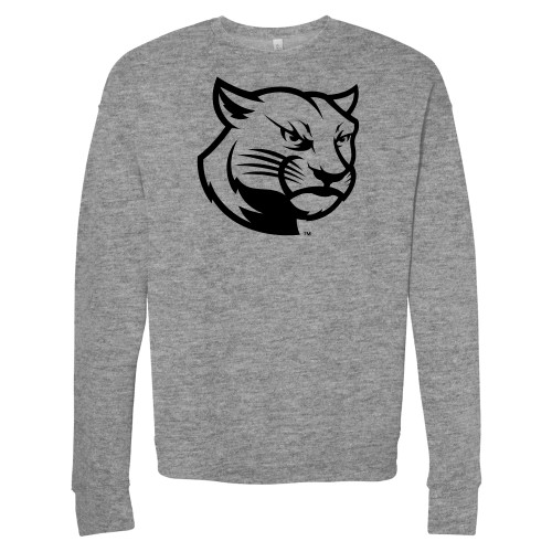  Bella + Canvas Heather Grey Fleece Crew - Cougar Head - One Color