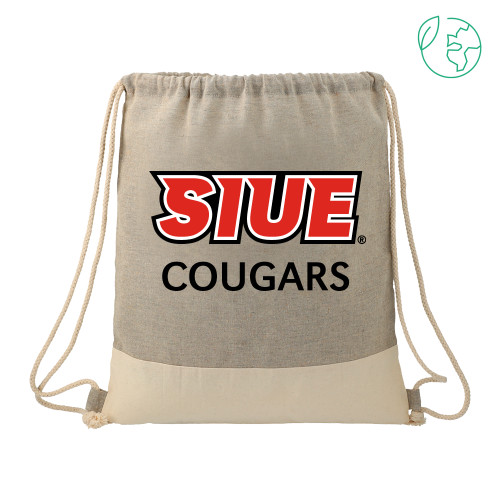  Split Recycled Cotton Grey/Natural Drawstring Bag - SIUE Cougars
