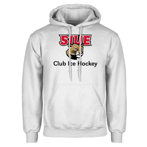  White Fleece Hoodie - SIUE Club Ice Hockey