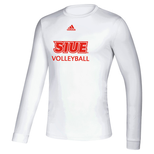  Adidas White Creator Performance Long Sleeve Tee - Adidas SIUE Volleyball