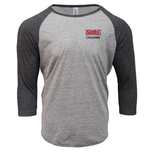  Threadfast Unisex Black Triblend 3/4 Sleeve Raglan - SIUE Cougars