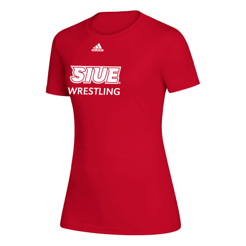  Adidas Womens Red Creator Performance Tee - Adidas SIUE Wrestling