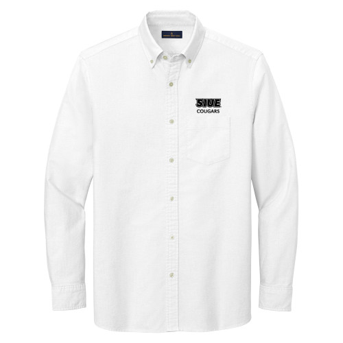  Brooks Brothers Mens White Casual Oxford Cloth Shirt - SIUE Cougars