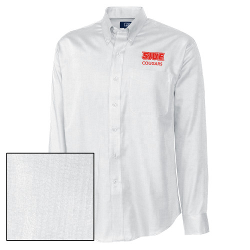  Cutter & Buck Nailshead Long Sleeve Button Down White - SIUE Cougars