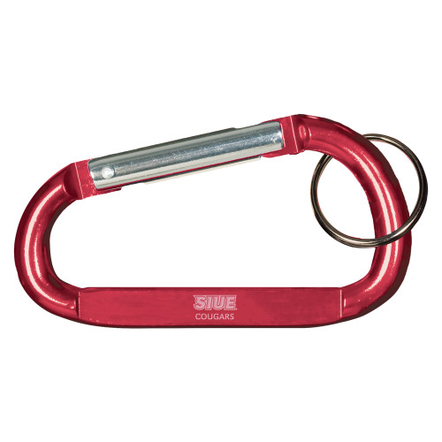  Red Carabiner with Split Ring - SIUE Cougars Engraved