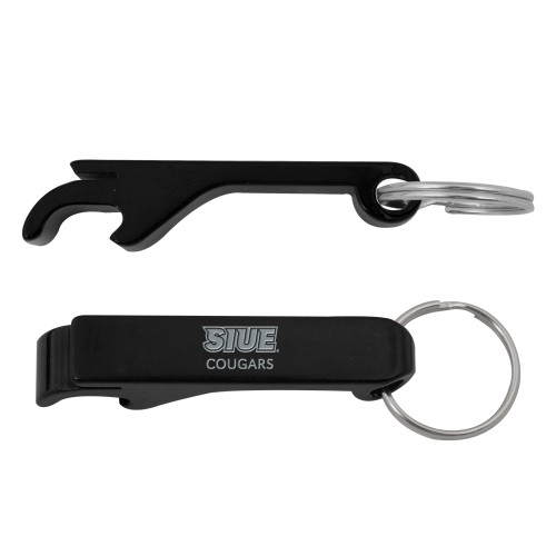  Aluminum Black Bottle Opener - SIUE Cougars Engraved