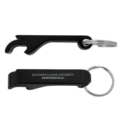  Aluminum Black Bottle Opener - Southern Illinois University Edwardsville Engraved