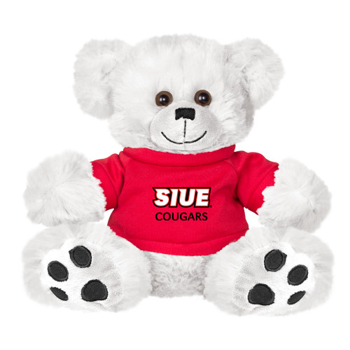  Plush Big Paw 8 1/2 inch White Bear w/Red Shirt - SIUE Cougars