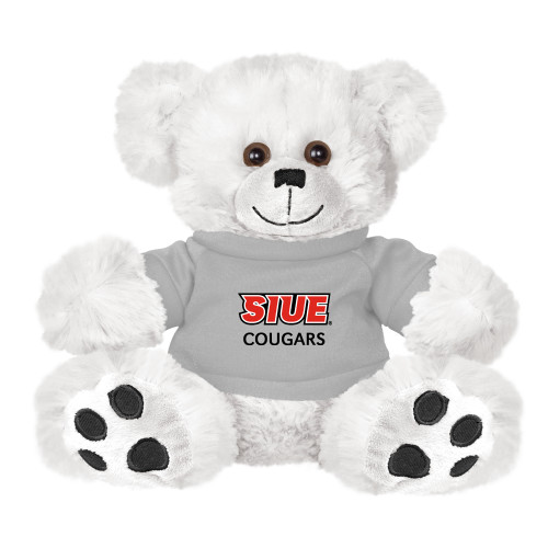  Plush Big Paw 8 1/2 inch White Bear w/Grey Shirt - SIUE Cougars