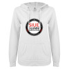 Thumbnail image for  ENZA Womens White V Notch Raw Edge Fleece Hoodie
