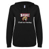 Thumbnail image for  ENZA Womens Black V Notch Raw Edge Fleece Hoodie