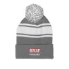 Thumbnail image for  Grey/White Two Tone Knit Pom Beanie w/Cuff