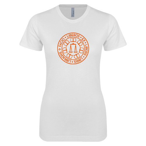  Next Level Womens White Boyfriend Tee - Seal