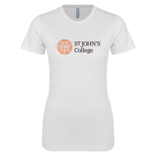  Next Level Womens White Boyfriend Tee - Lock Up Horizontal