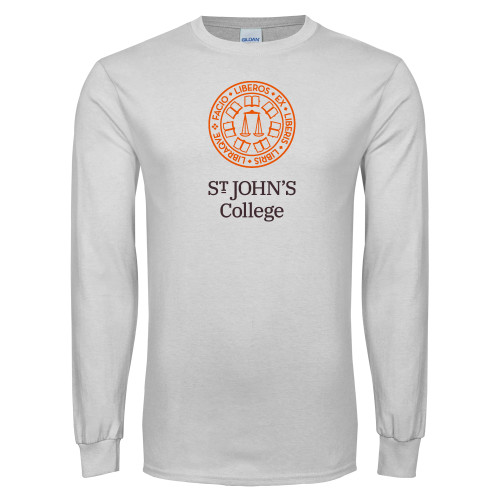  White Long Sleeve T Shirt - Seal with College Name