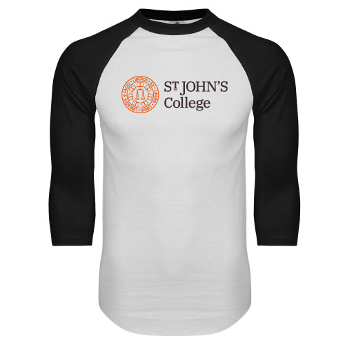  White/Black Raglan Baseball T Shirt - Lock Up Horizontal