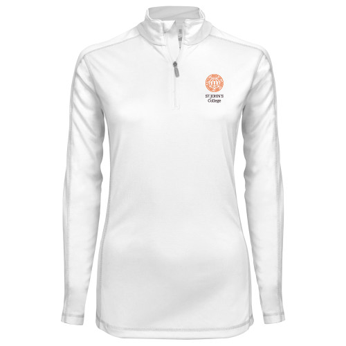  Syntrel Womens White Interlock 1/4 Zip - Seal with College Name