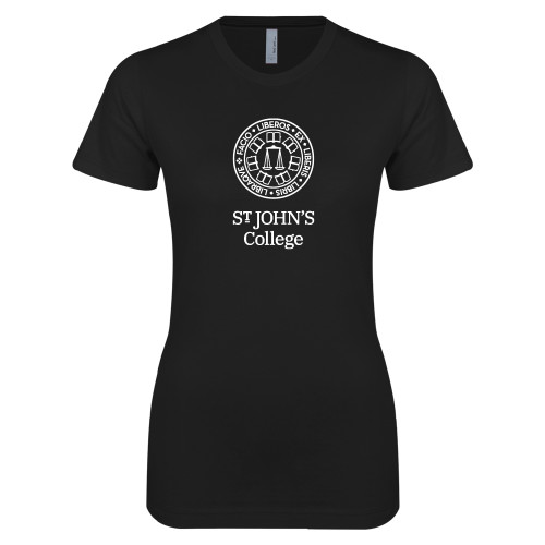  Next Level Womens Black Boyfriend Tee - Seal with College Name
