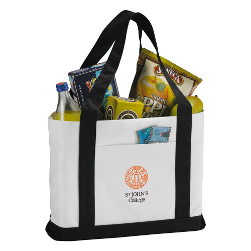  Contender White/Black Canvas Tote - Seal with College Name