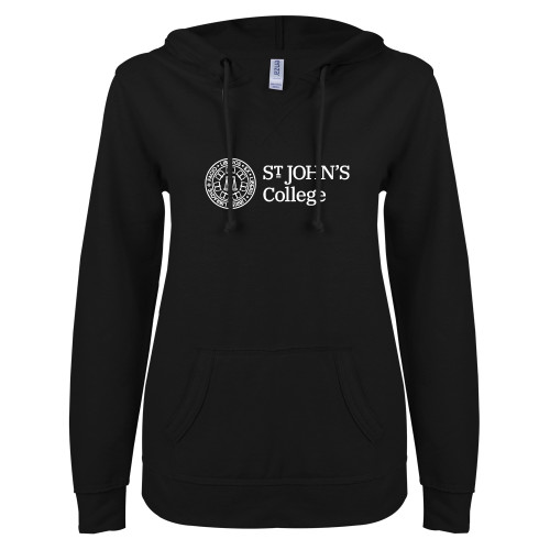 Main Image for  ENZA Womens Black V Notch Raw Edge Fleece Hoodie