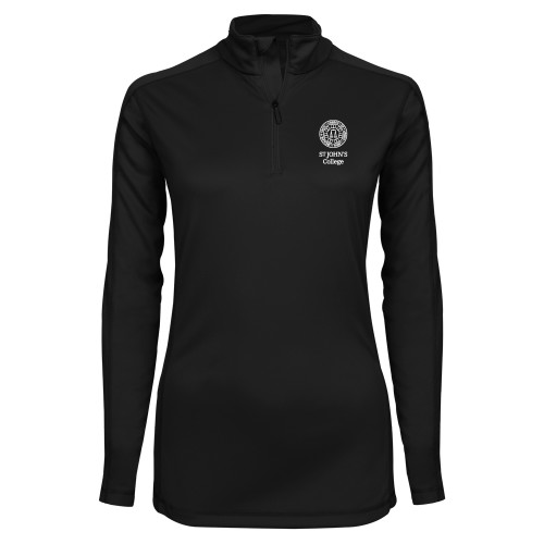  Syntrel Womens Black Interlock 1/4 Zip - Seal with College Name