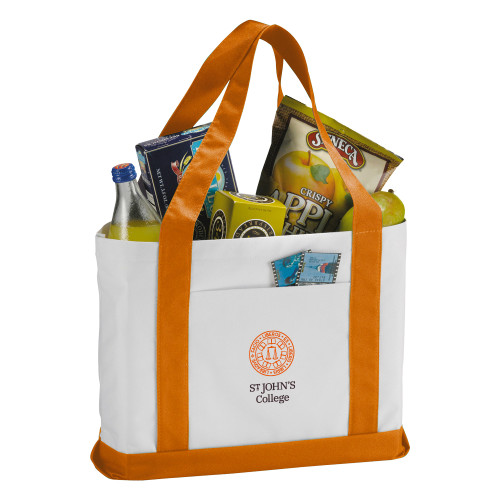  Contender White/Orange Canvas Tote - Seal with College Name