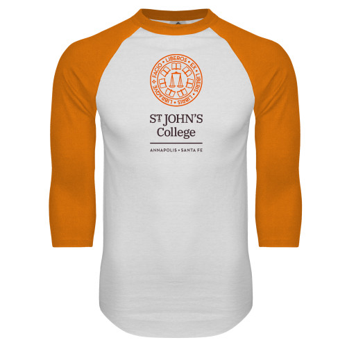  White/Orange Raglan Baseball T Shirt - Annapolis Santa Fe