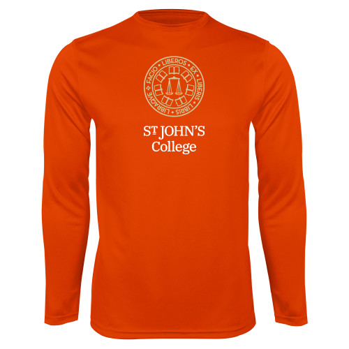  Orange Performance Long Sleeve Shirt - Seal with College Name
