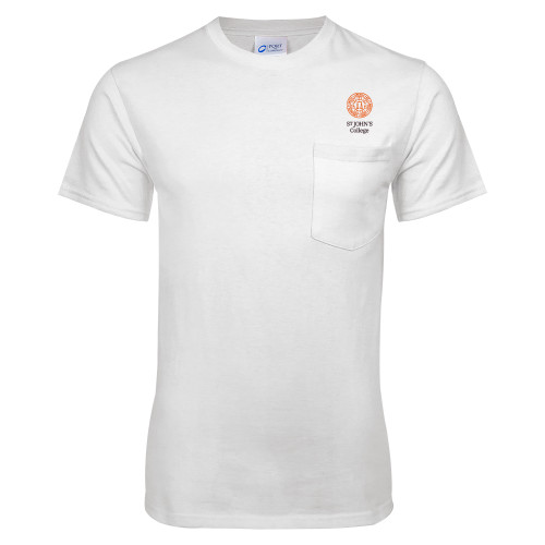  White T-Shirt w/Pocket - Seal with College Name