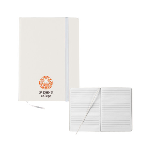  5x7 White Hard Cover Journal - Seal with College Name