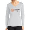 Thumbnail image for  Womens White Performance Long Sleeve V Neck Shirt
