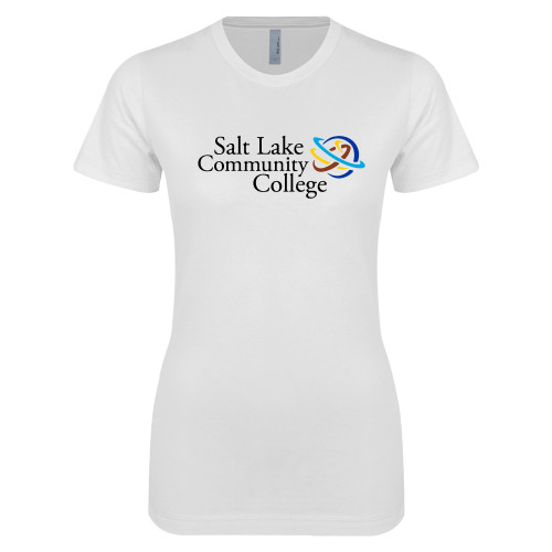  Next Level Womens White Boyfriend Tee - Instituitonal Mark