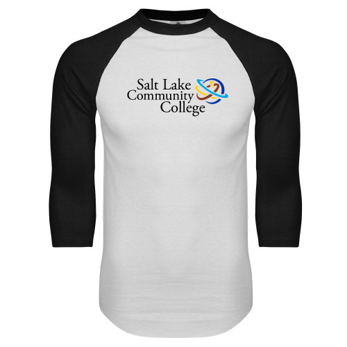  White/Black Raglan Baseball T Shirt - Instituitonal Mark