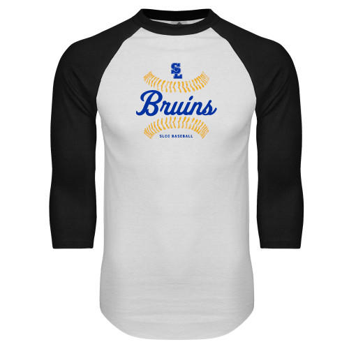  White/Black Raglan Baseball T Shirt - Baseball Seams