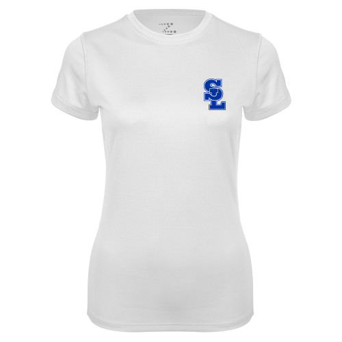  Womens White Performance Tee - Primary Mark